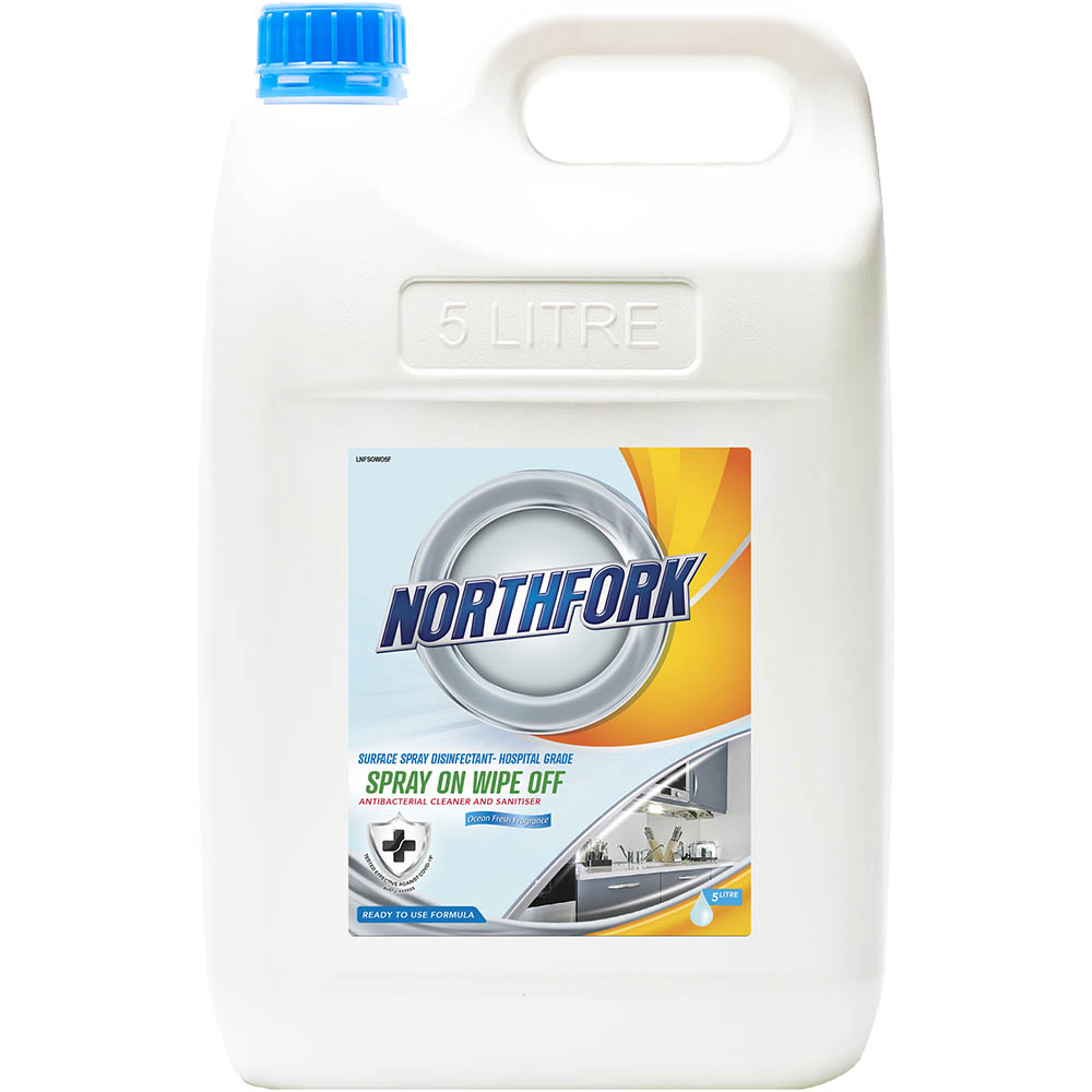 Image for NORTHFORK SURFACE SPRAY DISINFECTANT HOSPITAL GRADE SPRAY ON WIPE OFF 5 LITRE from Clipboard Stationers & Art Supplies