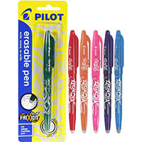 pilot frixion erasable gel ink pen 0.7mm assorted pack 6