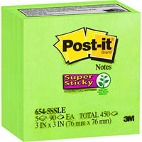 post-it 654-5ssle super sticky notes 76 x 76mm lime pack 5