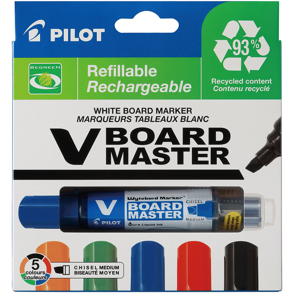 Image for PILOT BEGREEN V BOARD MASTER WHITEBOARD MARKER CHISEL 6.0MM ASSORTED WALLET 5 from Challenge Office Supplies