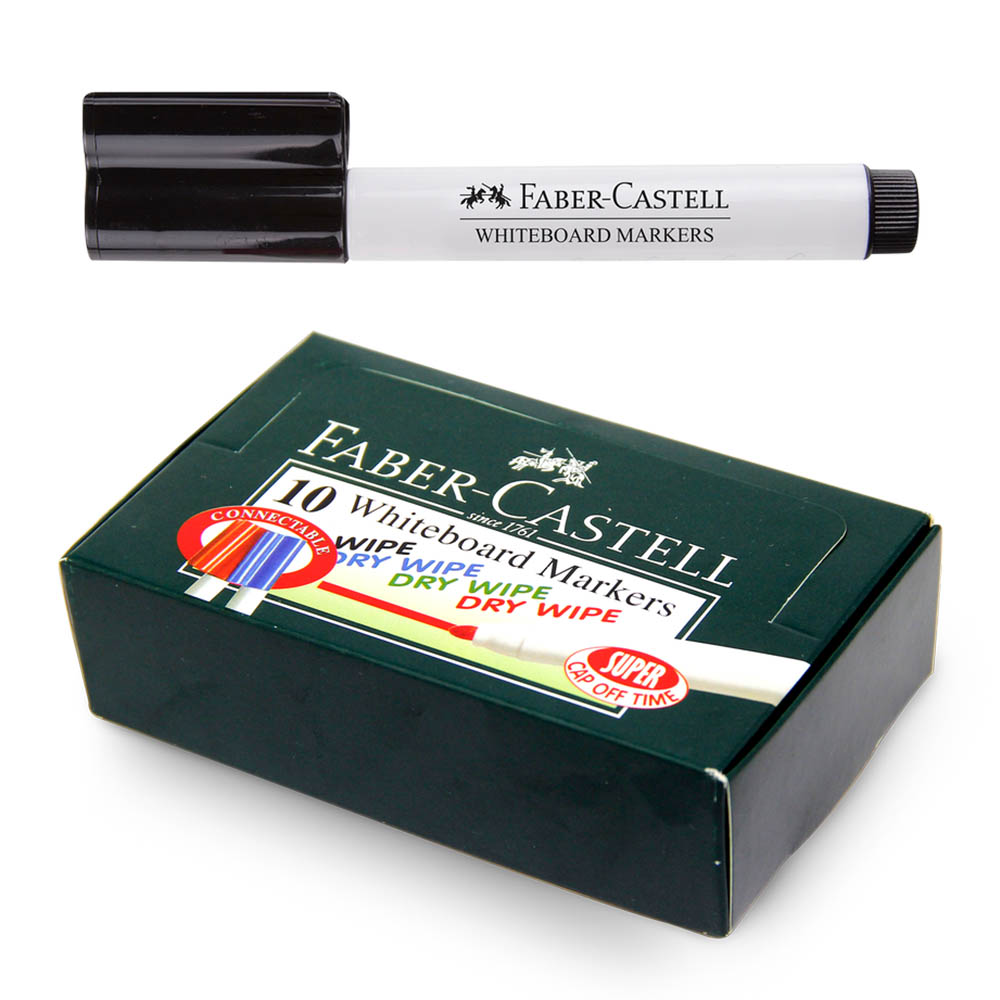 Image for FABER-CASTELL WHITEBOARD MARKERS BULLET 2MM BLACK BOX 10 from York Stationers