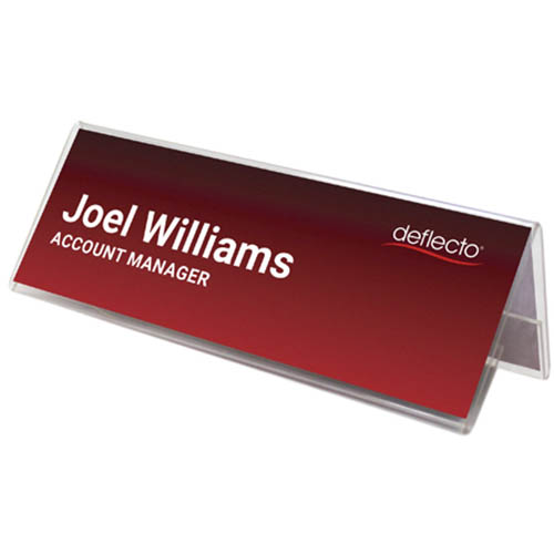 Image for DEFLECTO DESK NAME HOLDER 150 X 55MM CLEAR from Office Fix - WE WILL BEAT ANY ADVERTISED PRICE BY 10%