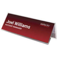 deflecto desk name holder 150 x 55mm clear