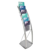 deflecto contemporary literature floor stand 6-tier a4 silver