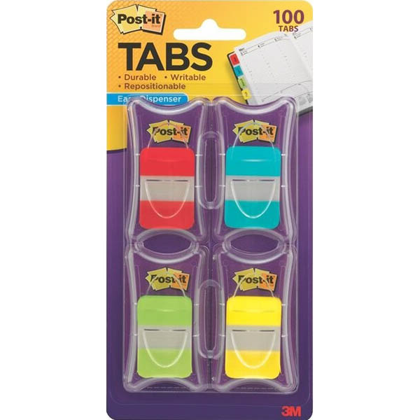 Image for POST-IT 686-RALY DURABLE FILING TABS SOLID 38MM RED/AQUA/LIME/YELLOW PACK 100 from Eastland Office Supplies