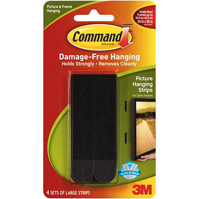 Image for COMMAND PICTURE HANGING STRIP LARGE BLACK PACK 4 PAIRS from Memo Office and Art