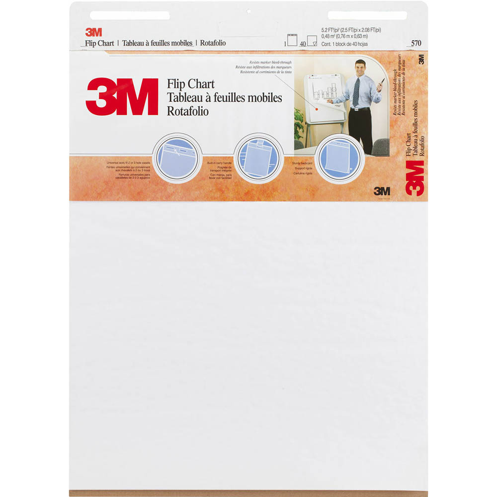 Image for POST-IT 570 PREMIUM FLIPCHART PAD 70GSM 40 SHEETS 635 X 762MM WHITE from York Stationers