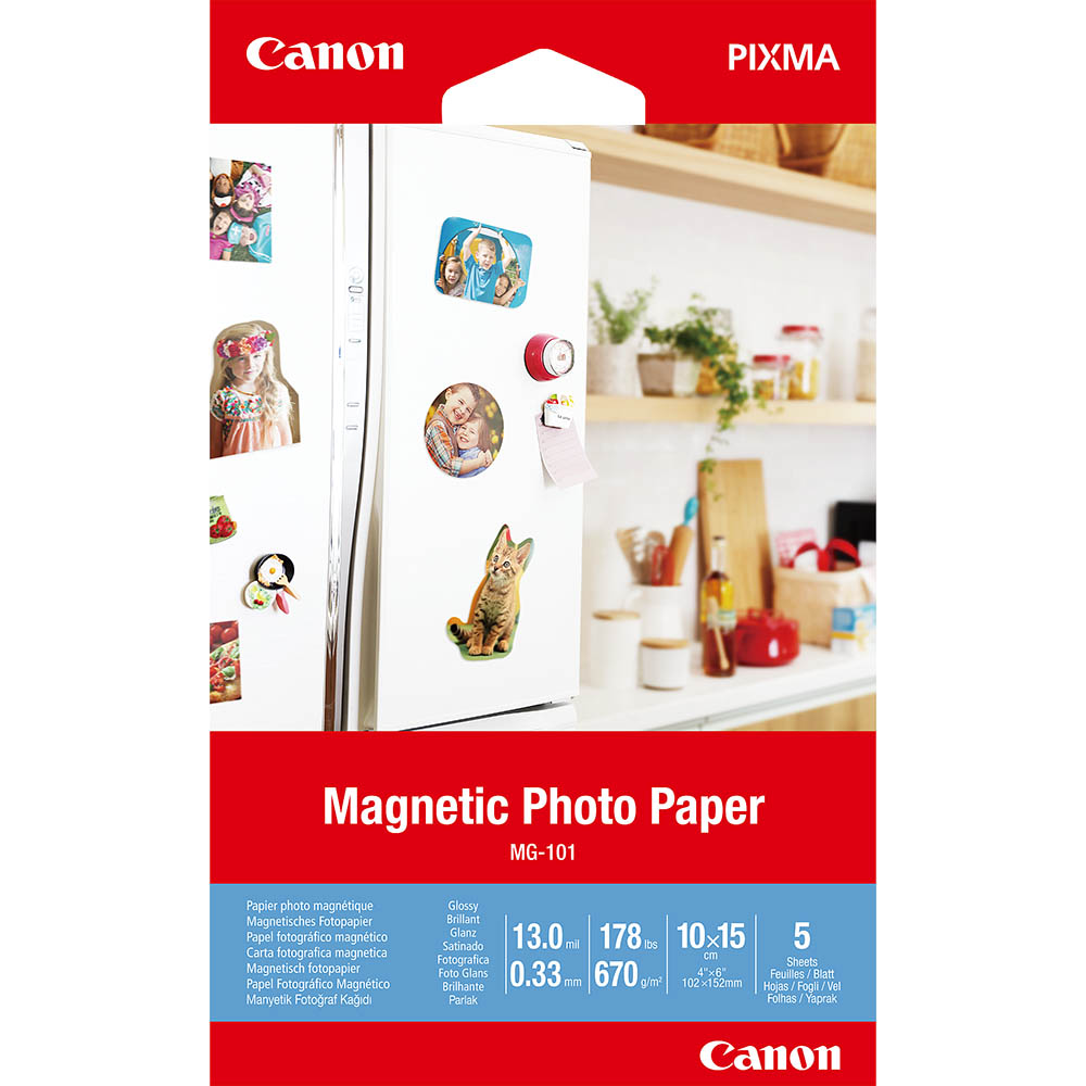 Image for CANON MG-101 MAGNETIC PHOTO PAPER 670GSM 4 X 6 INCH WHITE PACK 5 from Australian Stationery Supplies