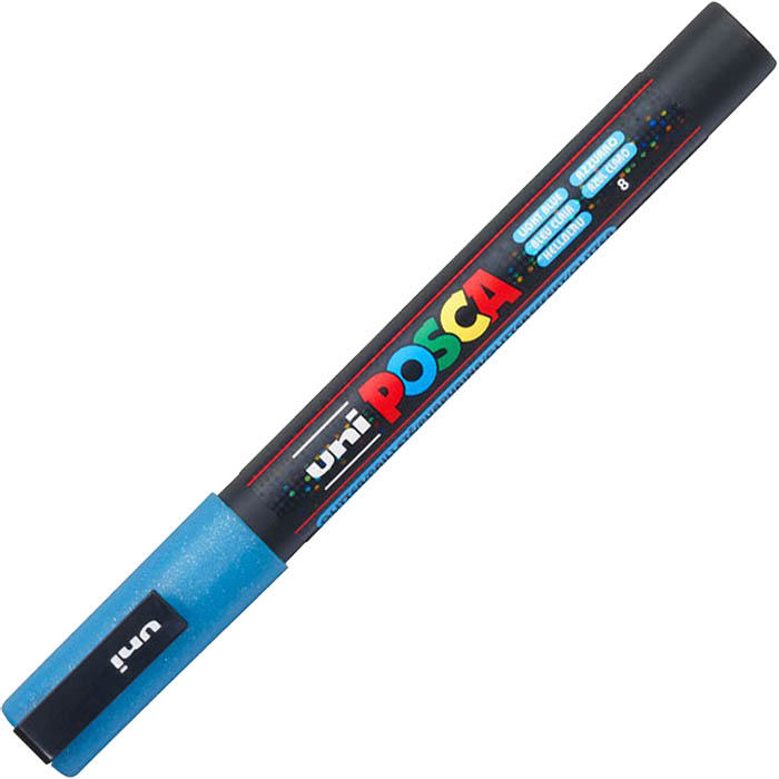 Image for POSCA PC-3M PAINT MARKER BULLET FINE 1.3MM GLITTER BLUE from York Stationers