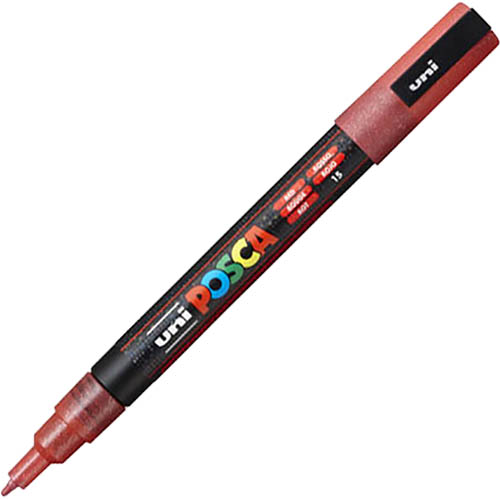 Image for POSCA PC-3M PAINT MARKER BULLET FINE 1.3MM GLITTER RED from York Stationers