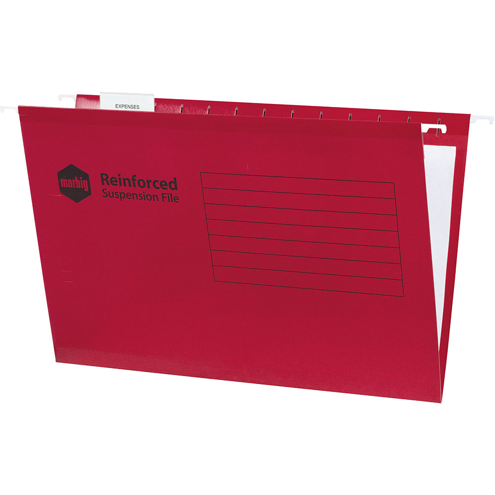Image for MARBIG SUSPENSION FILES FOOLSCAP RED BOX 25 from Australian Stationery Supplies
