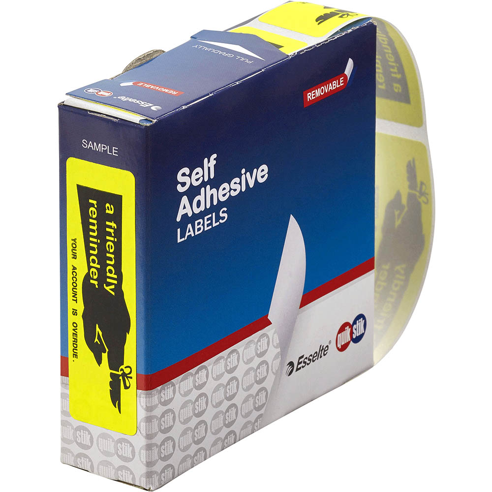 Image for QUIKSTIK MESSAGE LABEL DISPENSER FRIENDLY REMINDER 19 X 63MM YELLOW PACK 125 from Olympia Office Products