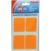 quikstik rectangular label 35 x 45mm fluoro orange pack 28
