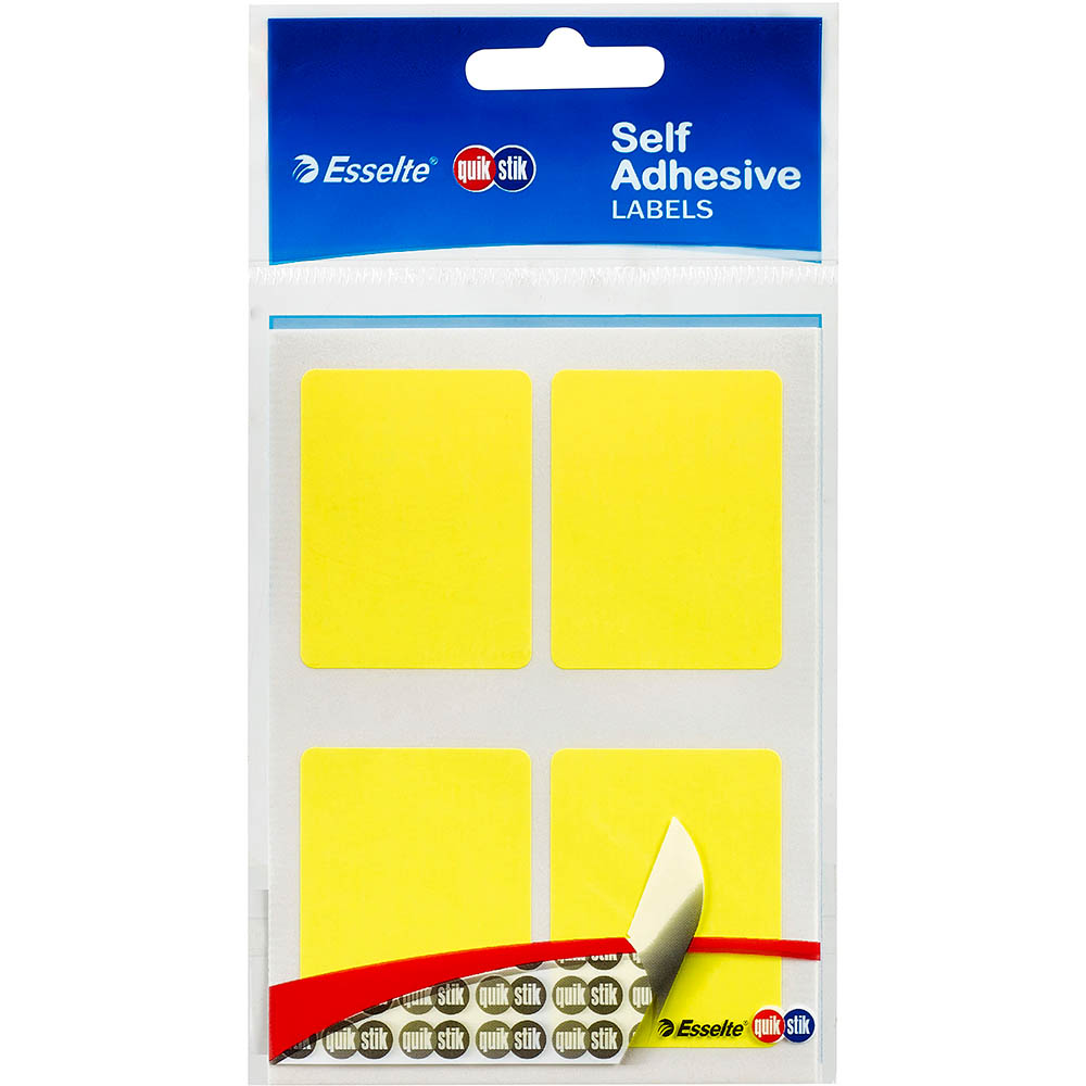 Image for QUIKSTIK RECTANGULAR LABEL 35 X 45MM FLUORO YELLOW PACK 28 from Clipboard Stationers & Art Supplies
