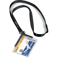 durable deluxe card holder with lanyard charcoal