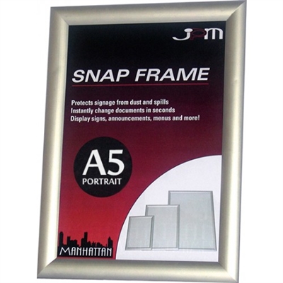 Image for MANHATTAN SNAP FRAME STANDARD A5 SILVER from Office Fix - WE WILL BEAT ANY ADVERTISED PRICE BY 10%