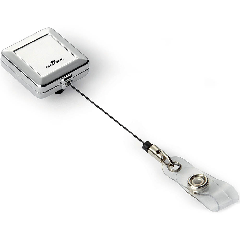 Image for DURABLE BADGE REEL CHROME QUADRO WITH PRESS FASTENER from Challenge Office Supplies