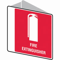 trafalgar fire extinguisher sign double sided 225 x 225mm