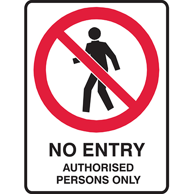 Image for BRADY PROHIBITION SIGN NO ENTRY AUTHORISED PERSONS ONLY 450 X 300MM POLYPROPYLENE from Challenge Office Supplies
