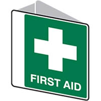 trafalgar first aid sign double sided 225 x 225mm