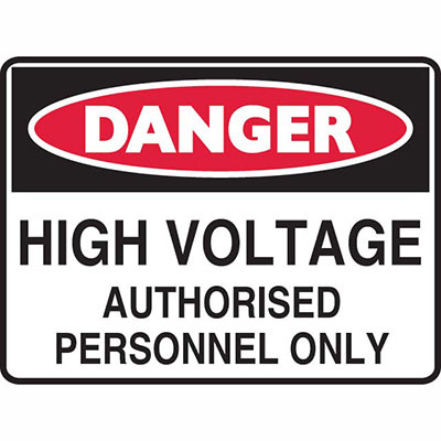 Image for BRADY DANGER SIGN HIGH VOLTAGE AUTHORISED PERSONNEL ONLY 450 X 300MM POLYPROPYLENE from York Stationers