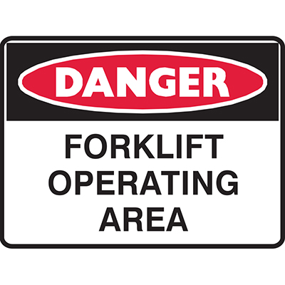 Image for BRADY DANGER SIGN FORKLIFT OPERATING AREA 450 X 300MM POLYPROPYLENE from Challenge Office Supplies