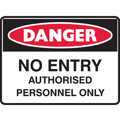Image for BRADY DANGER SIGN NO ENTRY AUTHORISED PERSONNEL ONLY 450 X 300MM POLYPROPYLENE from BusinessWorld Computer & Stationery Warehouse