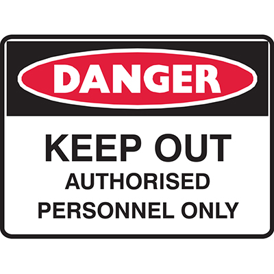 Image for BRADY DANGER SIGN KEEP OUT AUTHORISED PERSONNEL ONLY 450 X 300MM POLYPROPYLENE from Olympia Office Products