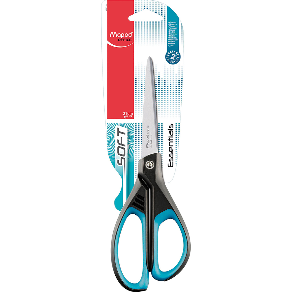 Image for MAPED ESSENTIALS SOFT SCISSORS 210MM BLUE from York Stationers
