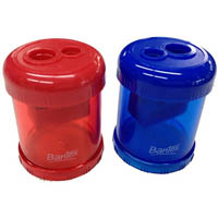 bantex canister pencil sharpener 2-hole blue/red