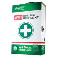 trafalgar workplace first aid kit metal case wall mount