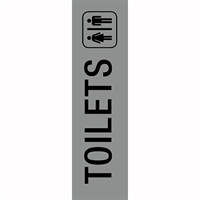apli self adhesive sign toilets 50 x 202mm grey/black