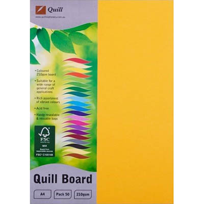 Image for QUILL BOARD 210GSM A4 SUNSHINE YELLOW PACK 50 from Prime Office Supplies