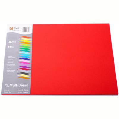 Image for QUILL XL MULTIBOARD 210GSM A3 RED PACK 25 from Mitronics Corporation