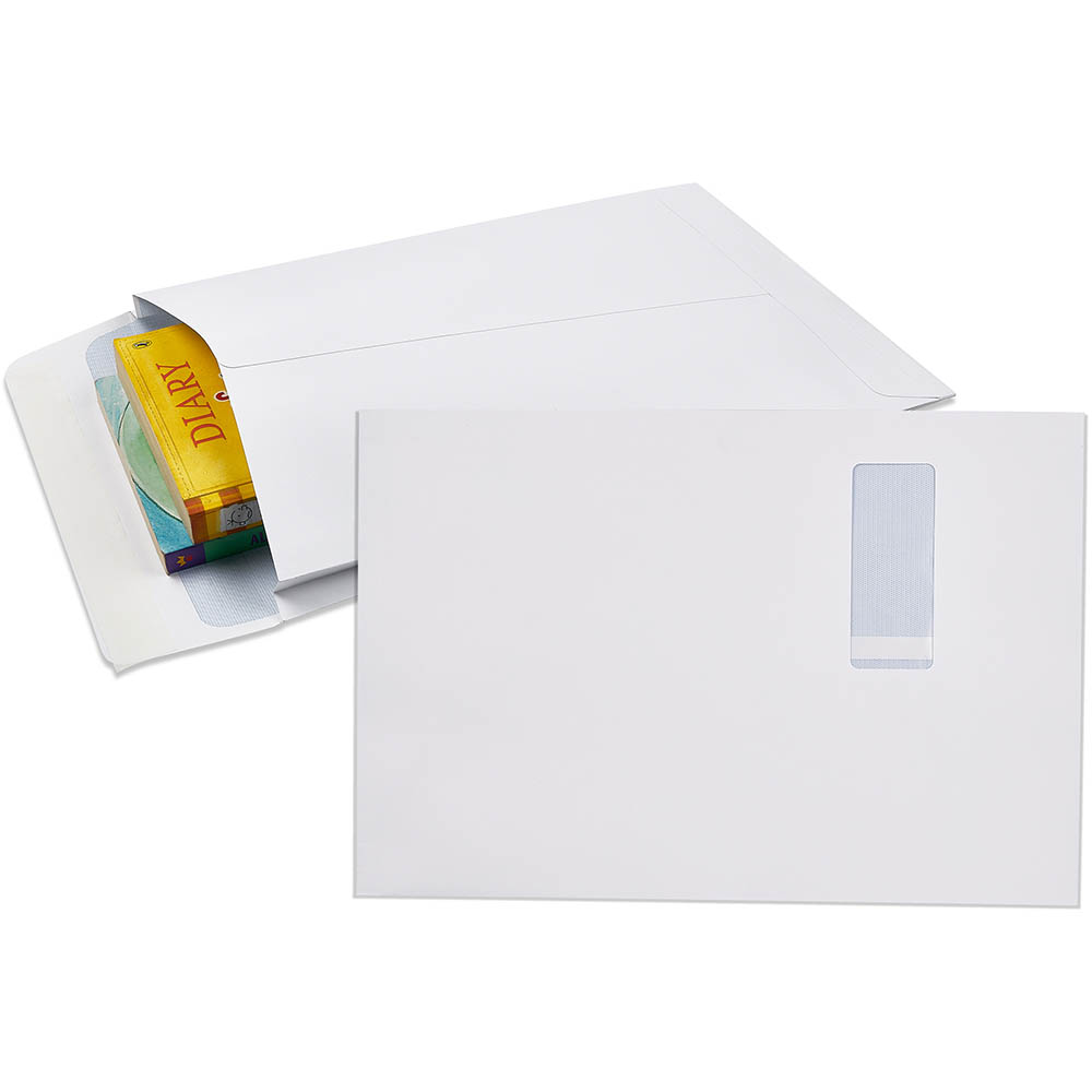 Image for CUMBERLAND ENVELOPES SECURITIVE POCKET EXPANDABLE WINDOWFACE STRIP SEAL C4 150GSM 340 X 229MM WHITE PACK 50 from Memo Office and Art