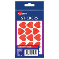avery 932357 multi-purpose stickers heart 23mm red pack 30