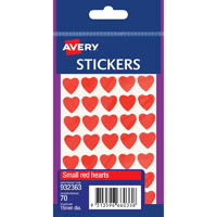 avery 932363 multi-purpose stickers heart 15mm red pack 70
