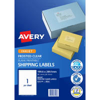 avery 936008 j8567 shipping label frosted inkjet 1up clear pack 25