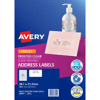 avery 936009 j8551 address label frosted clear inkjet 65up clear pack 25