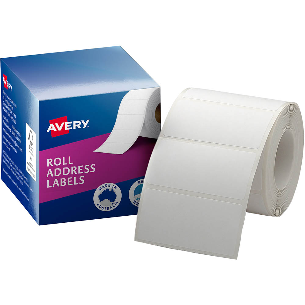 Image for AVERY 937104 ADDRESS LABEL 70 X 36MM ROLL WHITE BOX 500 from Australian Stationery Supplies