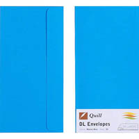 quill dl coloured envelopes plainface strip seal 80gsm 110 x 220mm marine blue pack 25