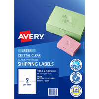avery 959066 l7566 crystal clear shipping label 2up clear pack 25