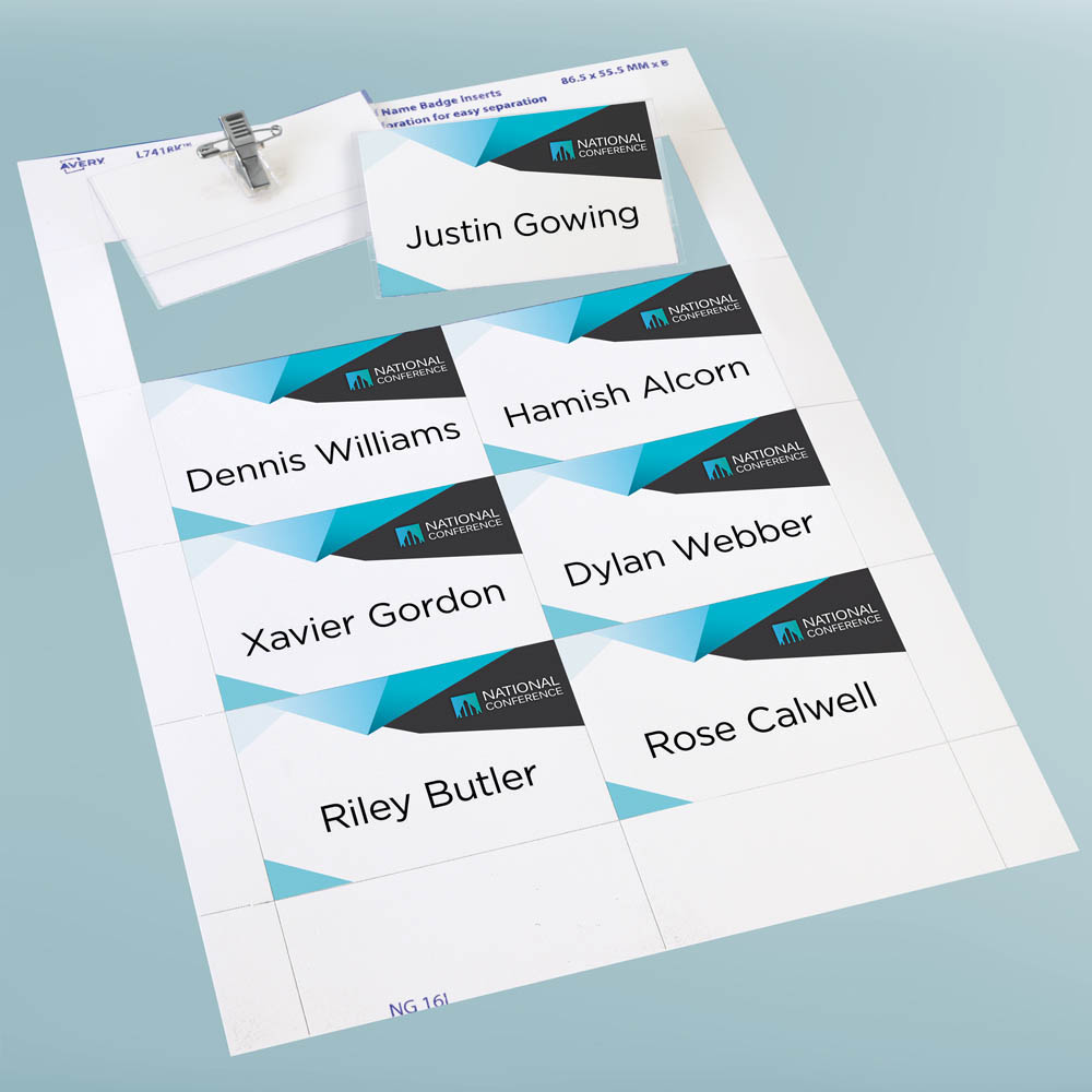 AVERY 959077 L7418K NAME BADGE KIT MICROPERFORATED 86.5 X 55.5MM WHITE |  | 7027556