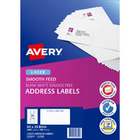 avery 959329 l7159 address label smooth feed laser 24up white pack 100