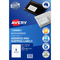 avery 959409 l7070 weatherproof shipping label laser 8up white pack 10