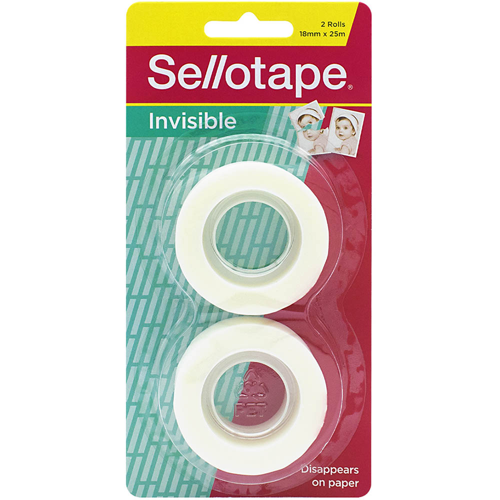Image for SELLOTAPE INVISIBLE TAPE SMALL 18MM X 25M PACK 2 from York Stationers