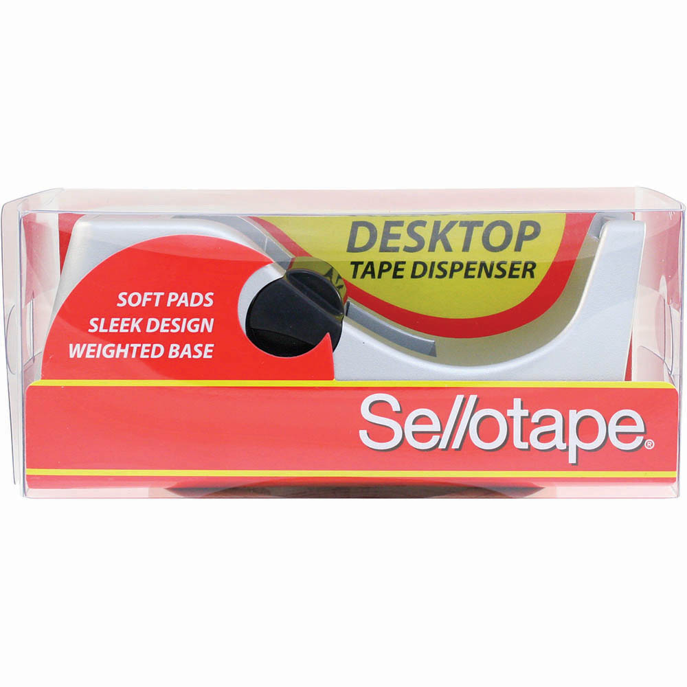 Image for SELLOTAPE DESKTOP DISPENSER 12MM AND 18MM X 33M SILVER from Clipboard Stationers & Art Supplies