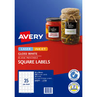 avery 980015 l7119 blank printable labels square laser/inkjet 35up gloss white pack 10