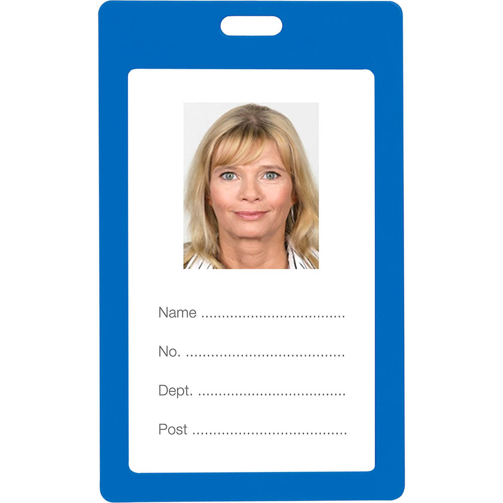 Image for REXEL PLASTIC CARD HOLDER PORTRAIT BLUE PACK 6 from Challenge Office Supplies