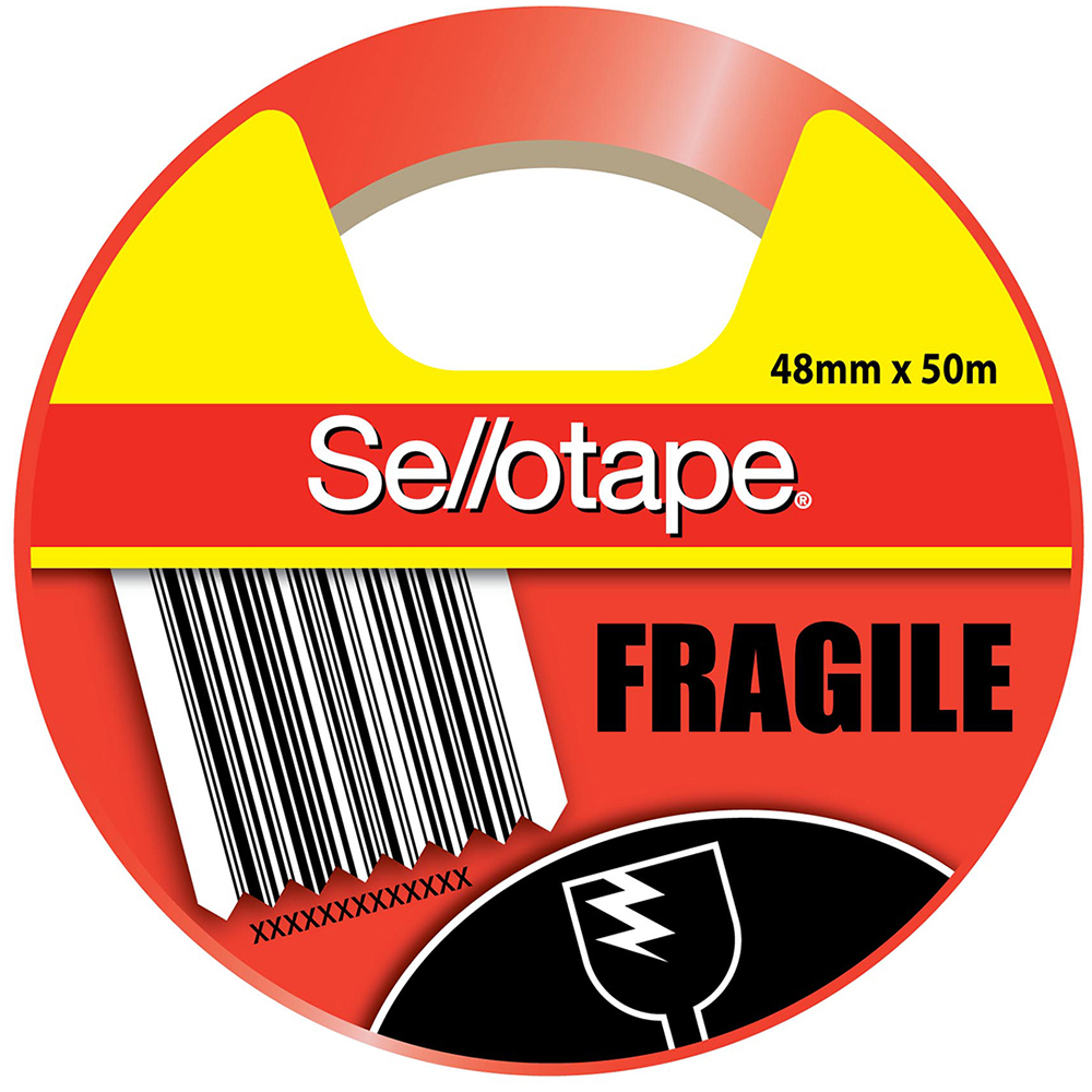 Image for SELLOTAPE FRAGILE TAPE 48MM X 75M ORANGE/BLACK from Clipboard Stationers & Art Supplies